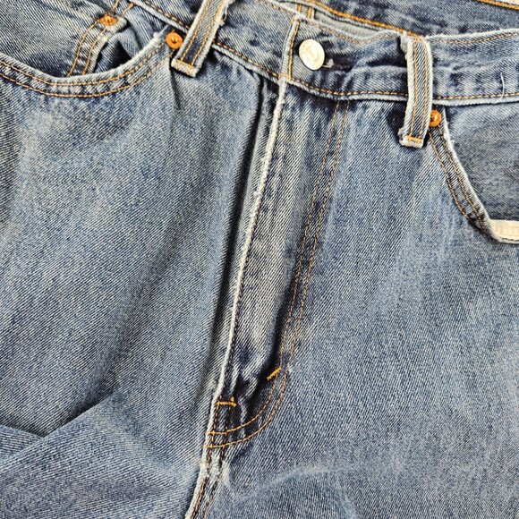 Levis Jeans Mens 36x30 Blue 505 Straight Leg Denim Work Pants - Picture 4 of 16